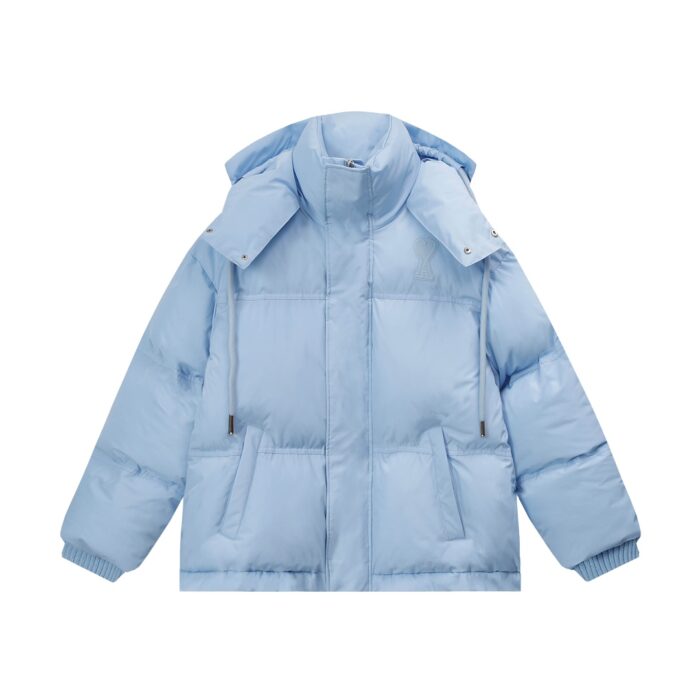 AMI down jacket is sculpted in low-saturation