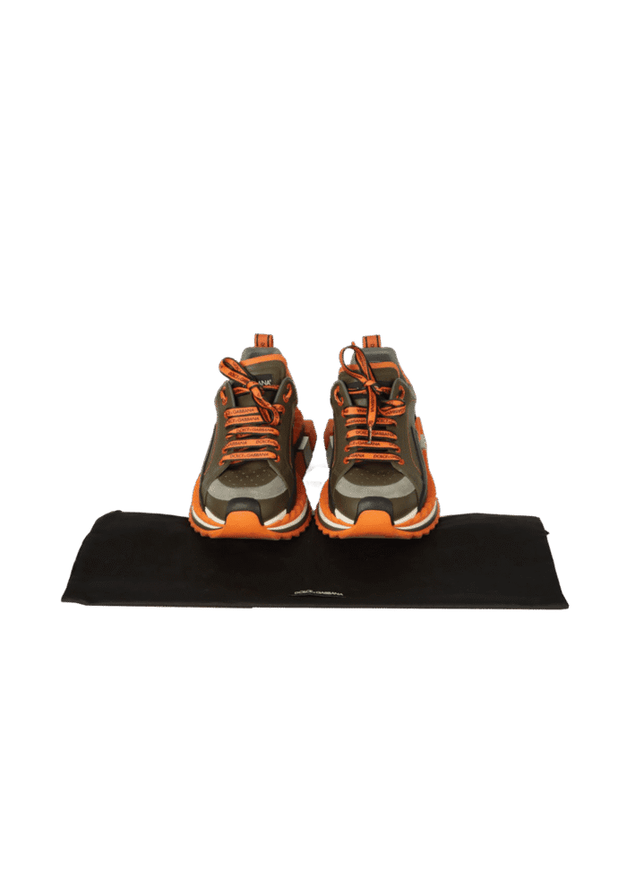 Dolce Gabbana Super King & Queen Leather Sneakers Dark Green Orange Black - Image 4