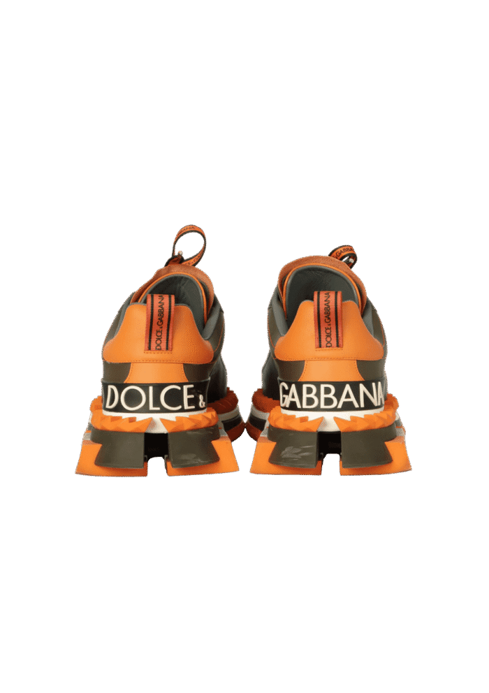 Dolce Gabbana Super King & Queen Leather Sneakers Dark Green Orange Black - Image 2
